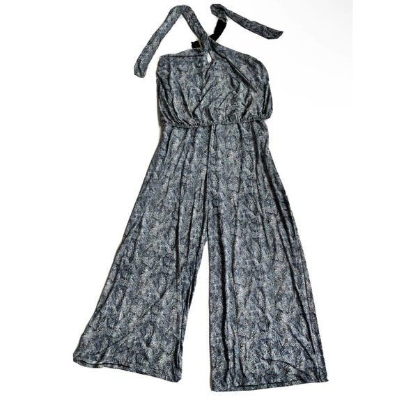 NWT Lane Bryant Wide Leg Jumpsuit Full Length Halter Neck Snakeskin 18/20 - Picture 1 of 8
